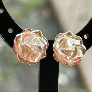 Silver 925 rosebud blossom rose stud earrings